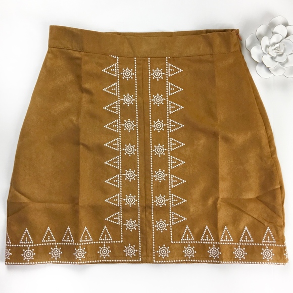 Cimarron's Closet Dresses & Skirts - 🚫Sold🚫 Southwest Embroidered Faux Suede Skirt